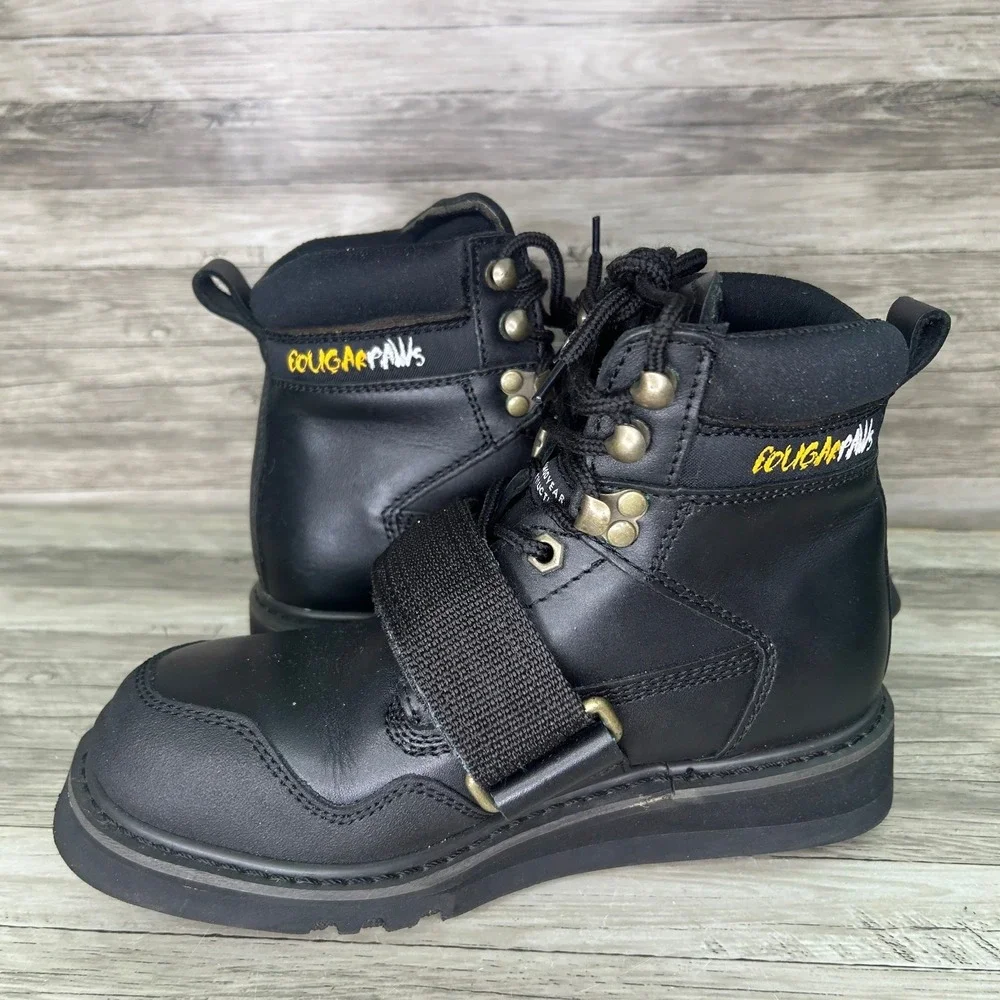 Cougar Paws Roofing Boots Black Leather Mens 6 Work Safety HS30305